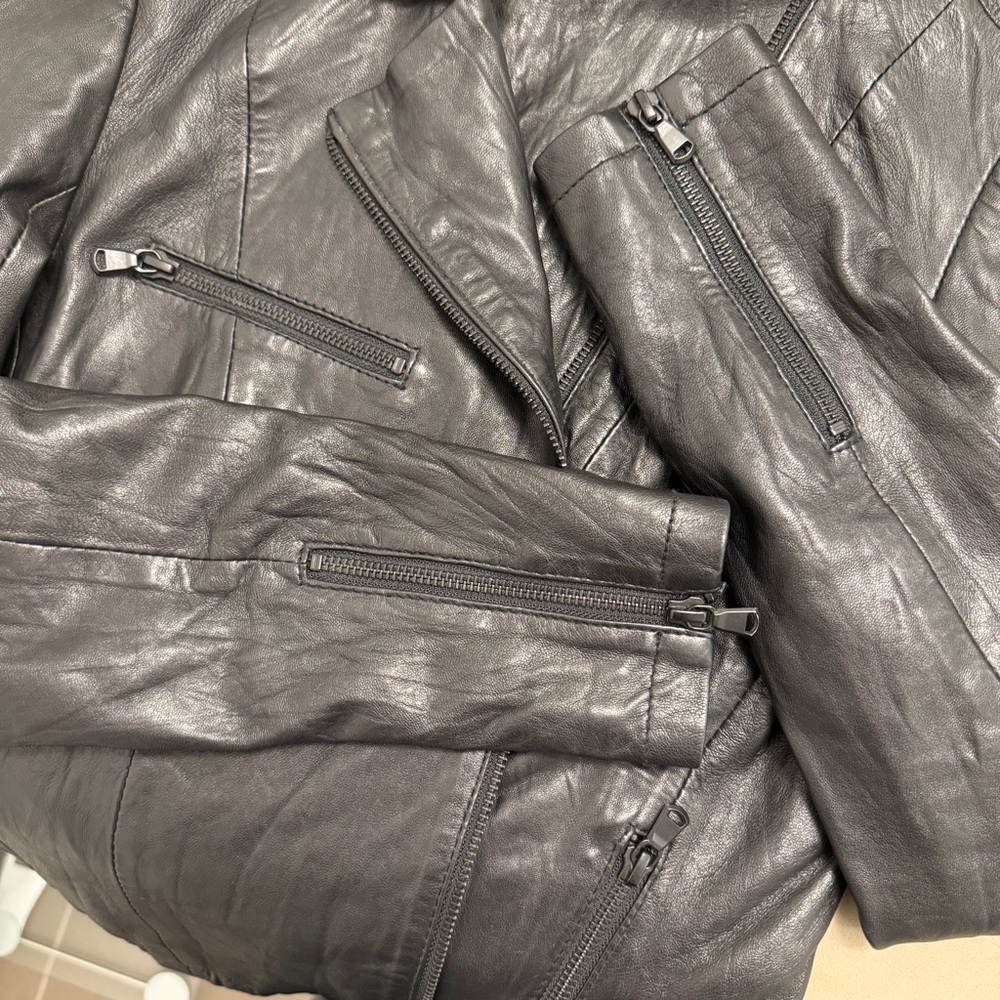 PAIGE Black Leather Moto Jacket XS - Picture 9 of 14